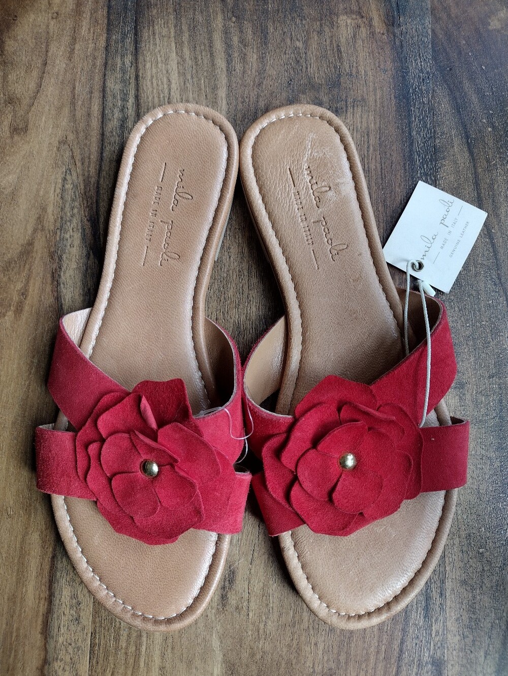 NWT Mila Paoli Red Leather Sandals Size 8.5